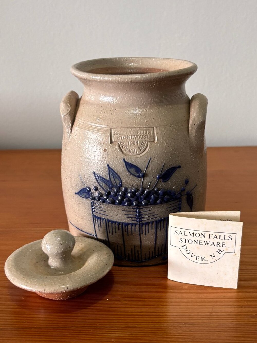 Vintage Salmon Falls Lidded Crock Blueberries 1994